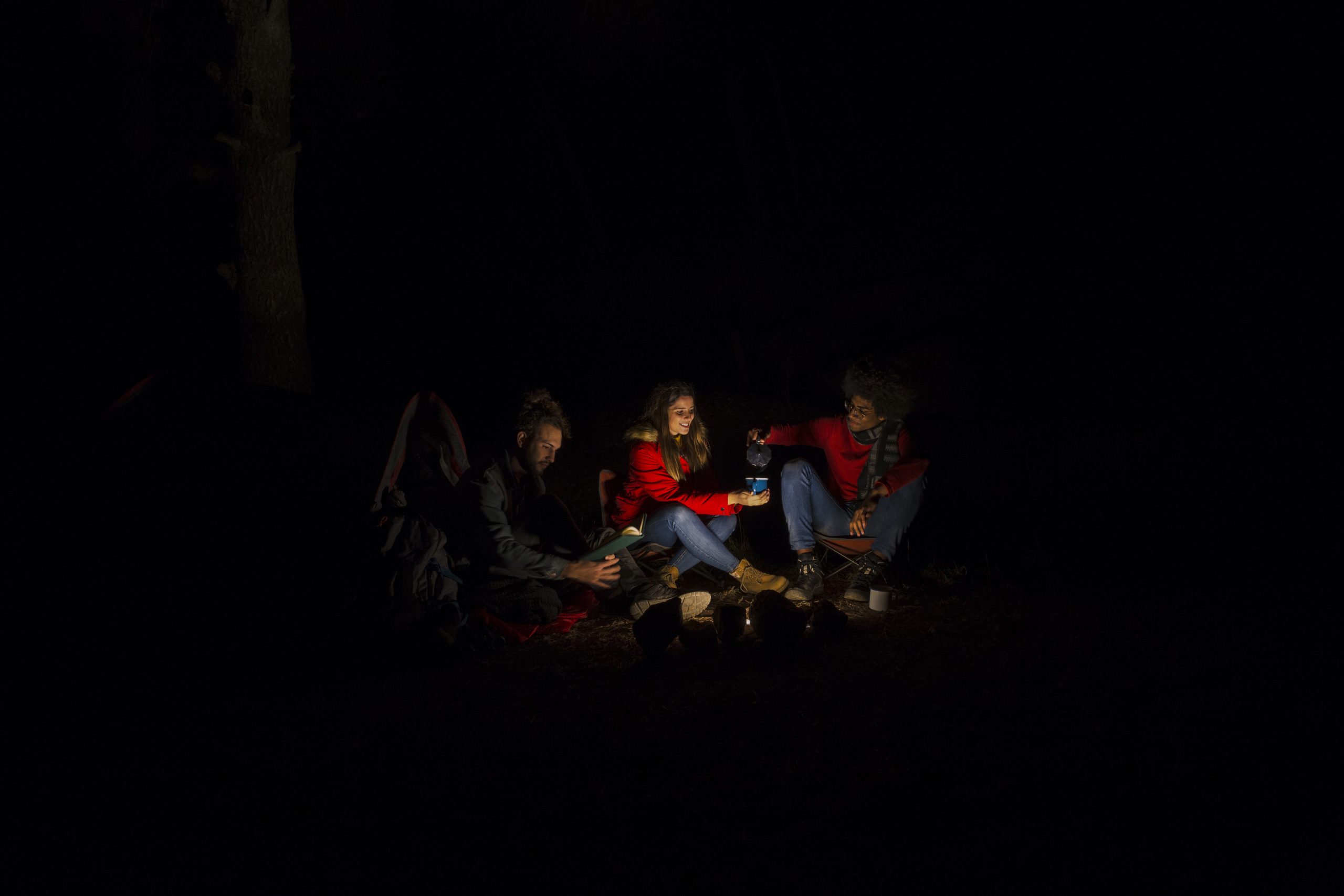 group-friends-camping-night